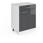 Meuble cuisine R-Line, Anthracite Haute brillance, 60 cm avec tiroir, sans plan de travail Vicco