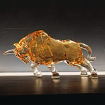 DARMOMOON FengShui Wall Street Bull Statue Acrylic Bull Figurine Sculpture Home Office Desk Decorative Ornament 8.7''L (Amber)