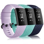 Onedream Bracelet Compatible pour Fitbit Charge 3 Band,Charge3 Bracelets Femme Homme Sport Silicone Bleu Lavande Tiffany Blue Band Rechange Accessoires,L