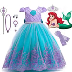 Lilla sjöjungfrun Ariel Prinsessan Kostym Barnklänning För tjejer Cosplay Barn Karneval Födelsedagsfest Kläder Sjöjungfruklänning 5T(size 120) 10 pcs Mermaid Sets