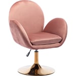 Chaise Coiffeuse Fauteuil en Velours Pivotante Chaise Couffeuse Rembourrée avec Accoudoir pour Coiffeuse et Maquillage, Rose