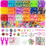 Uolifrem 2500+ Elastiques Bracelet Kit pour Enfants, 38 Couleurs Elastic Tissés, Élastiques de Bricolage pour la Fabrication de Bracelets, Loom Bands avec Accessoires, Cadeau pour Filles et Garçons