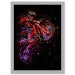 Electric Light Motocross Dirt Bike Artwork Framed Wall Art Print A4