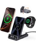 SwanScout Chargeur Induction pour iPhone, SwanScout 708A, Station de Charge 3 en 1 pour iPhone Série 16/15/14/13/12, Chargeur sans Fil pour Apple Watch Ultra 2/10/9/8, pour AirPods (sans Adaptateur)