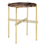 Gubi - TS Soffbord Ø 40 H. 51, Top: Marrone Emperador Marble, Base: Brass - Sofabord - GamFratesi - Brun - Metall/Stein