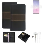 Wallet Case + headphones for Samsung Galaxy S10 SD855 Protective Cover Brown