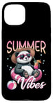 Coque pour iPhone 15 Plus Flotteur de natation panda amusant Summer Vibes Beach Lovers