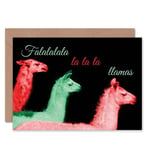 Christmas Xmas Merry Llama Carol Fun Present Blank Greeting Card With Envelope