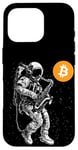 Coque pour iPhone 16 Pro Bitcoin Space Jazz Astronaut crypto sax saxophonist moon