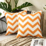 MIULEE Outdoor Waterproof Cushion Cover Pillow Case with Wave patterns Home Decorating Protectors for Garden Tent Park Bed Sofa Chair Bedroom Decorative Pack of 2 50x50cm 20x20inch Orange