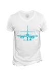 T-Shirt Homme Col V Avion Militaire Face Urss Dessin Plan Croquis Aviation