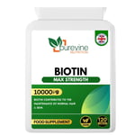 Biotin 10000mcg 120 Tablets - Maximum Strength Vitamin B7 Hair Growth Supplement