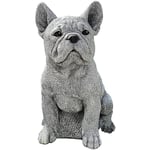 Trädgårdsfigur Fransk Bulldog, Resin Hundestatue, Valp Trädgårdsskulptur, 17 cm Djur Hem Staty Ornament För Patio Gräsmatta Hem Trädgård Dekoration