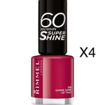 4x RIMMEL 60 Seconds Nail Polish Varnish 8ml Super Shine 335 GIMME SOME OF THAT