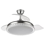 Eden pulse Ventilateur de plafond nickel avec 3 températures de lumière, 32/47 x 50/108 cm, mémoire télécommande et minuteur