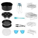 12 Pièces Accessoires pour friteuse Air Fryer Kit d'accessoires universels pour friteuse à air chaud de 7 pouces - Einfeben