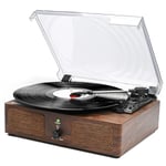 Udreamer Platine Vinyle, Tourne-Disque avec Haut-parleurs intégrés et entraînement par Courroie Bluetooth, phonographe Vintage avec 3 Vitesses Café en Bois