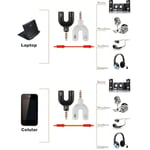 Black 3.5mm 2 Female To 1 Male U Shape Headset Splitter Adapter Aluminium Al SG5