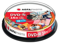 AGFA PHOTO BLANK DVD-R  4.7GB 16x Speed in 10 PACK SPINDLE (UK Stock)  BNIP  NEW