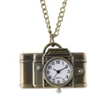 DSHUJC Pocket Watch, Vintage Bronze Camera Shape Arabic Numerals Display Quartz Pocket Watch Mini Pendant Clock Fob Sweater Chain Gifts for Kids