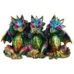 Puckator Rainbow Dragon Metallic Hear No See No Speak No Evil - Home Decoration - Rainbow Metllic Dragon - Ornaments - Resin - Home Accessories - - Living Room Accessories - Fantasy Gifts For Men