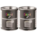 2x Paint Factory Black Iron Gate Gloss Tin Paint Fast Drying Exterior Use 300ml