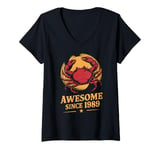 Womens Awesome Since 1989 Star Sign Cancer Zodiac Birthday V-Neck T-Shirt