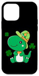 Coque pour iPhone 12 mini Trèfle vert bébé dinosaure Saint Patrick trèfle porte-bonheur