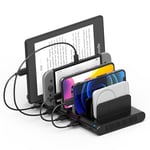 Unitek USB Charging Station, 10 USB Fast Ports Charge Docking Station and Adjustable Dividers, Multi Device Charger Organizer Compatible with iPad, iPhone, Tablet and Cell Phone, Black