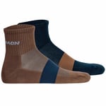 Salomon Unisex Quartersocks, Pack De 2 - Evasion Ankle, Chaussettes De Randonnée, Respirantes Bleu/Marron 39-41