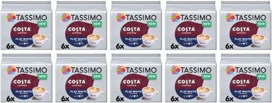 Tassimo Costa Flat White Coffee Pods X6 (Pack of 10, Total 60 Drinks)