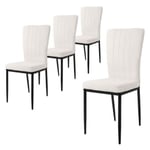 Lot de 4 Chaise de salle à manger en velours doux blanc avec dossier ergonomique