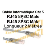 Câble Réseau Cat5E RJ45 Mâle 4 Paires CABLAGE CROISE Long 2,0 Métres