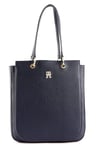 Tommy Hilfiger Cabas Femme Sac TH Emblem Work Tote Fermeture Éclair, Bleu (Space Blue), Taille Unique