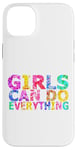 Coque pour iPhone 14 Plus Message positif amusant « Girls Can Do Everything »