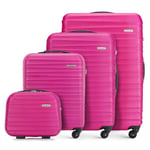 WITTCHEN Valise de Voyage Set de 4 valises Valise à roulettes Bagages à Main Set de valises de Voyage en ABS avec 4 roulettes pivotantes Serrure à Combinaison Poignée télescopique Groove Line Rose