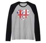 Georgian British Flags Heart | United Kingdom Georgia Roots Raglan Baseball Tee