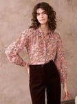 Brora Graphic Silk Blend Shirt, Rosehip/Claret