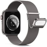 Higgs Métal Bracelet Compatible avec Bracelets Apple Watch 40mm 41mm 38mm 44mm 42mm Ultra 2 49/46/45mm Femme,Bracelet Double Magnétique pour iWatch Series 10 9 SE(se 2) 8 7 6 5 4 3 2 1, Metal Milanais