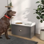 Elevated Dog Bowls w/ 21L Storage Drawer for Large Dogs - Grey