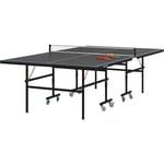 Sportnow - Table de ping pong tennis de table pliable 8 roues - filet, 2 raquettes, 3 balles inclus - noir gris