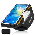 Brassard de Sport avec Poche Écouteur, Porte Telephone Sport pour iPhone 15 Pro Max 14 Pro 13 12 11 Plus, Brassard Telephone Smartphone Sport Running Brassard pour Jogging Cyclisme Randonnée