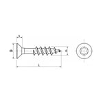 Vis pour Bois en Inox Classic Tête Torx pour extérieur Matière Inox A4 (AISI 316) Dimensions 6x120 mm Boite de 100 Vis