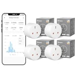 SONOFF WiFi Smart Plug Socket Mini Smart Socket with Energy Power Monitoring Remote Control Smart Schedule Functions, Works with Alexa/Google Home and IFTTT, 2.4 GHz No Hub Required, 4PCS S60TPG