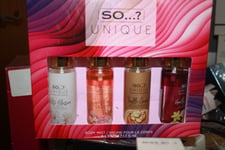 So...? Ladies Body Mist Gift Set 4 x 50ml Truffle White Blossom Vanilla Candy