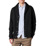 Amazon Essentials Cardigan à Manches Longues et Col Châle, en Molleton Homme, Noir, L