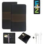 Wallet Case + headphones for Samsung Galaxy F12 Protective Cover Brown