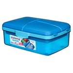 Sistema Slimline Quaddie Boîte à lunch repas avec bouteille, Plastique, Bleu, 1.5 L