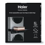 Kit de Superposition Universel Noir Haier Premium Pour Lave-Linge et Sèche-Linge - Gain de Place - Avec Etagère Coulissante - Parfait Pour les Lave-Linge et Sèche-Linge Haier Noirs ou Anthracites