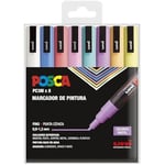 Posca markörer - POSCA - PC-3M - Set med 8 - Pastellfärger - Konisk spets 1,8-2,5 mm